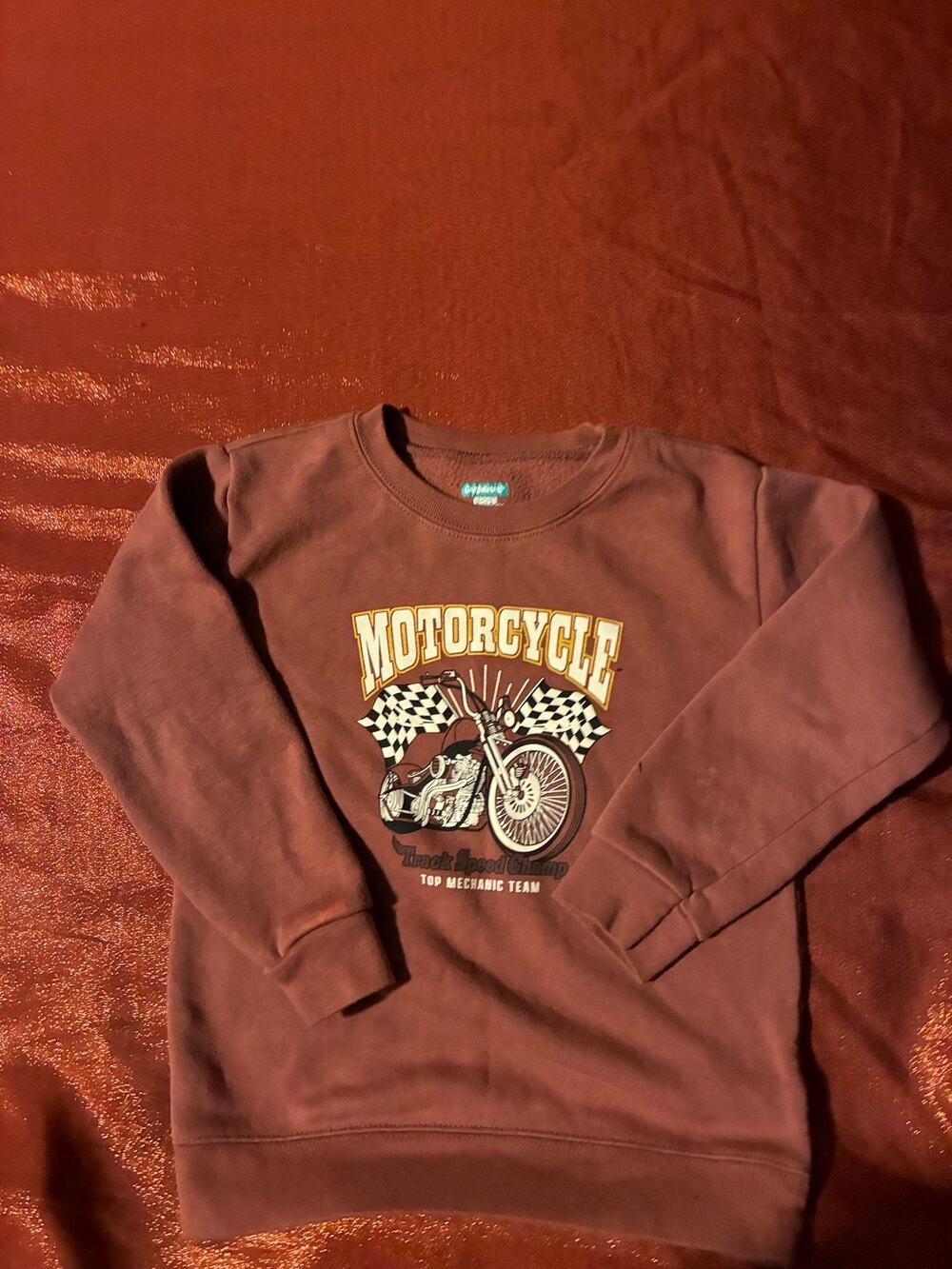 Garanimals Sweatshirt Kids 5T Motorcycle Graphic Crewneck Burgundy Pullover